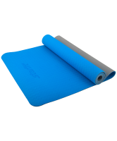 коврик для йоги fm-201, tpe, 173x61x0,4 см, синий/серый
