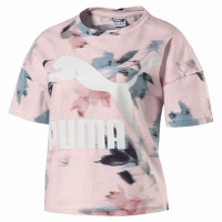 футболка женская puma classics logo tee aop pearl 57506836 принт