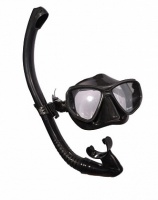 маска+трубка wave diving mask and snorkel set silicone ms-1383s60 black
